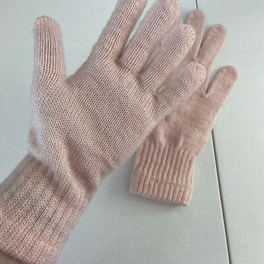 Women’s‎ light pink soft warm knit foldable winter gloves accessories one size